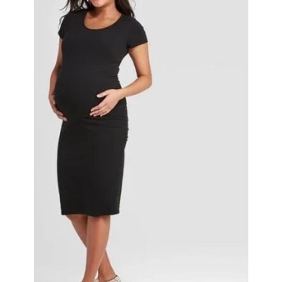 Isabel by Ingrid & Isabel Maternity Dress WMNS XS Black Short Sleeve Stretch - Picture 3 of 8